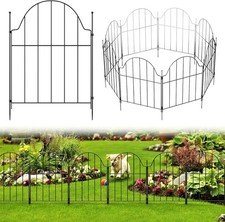 10x Metal Garden Fence Panels Animal Barrier Flower Bed Border Landscape Fencing