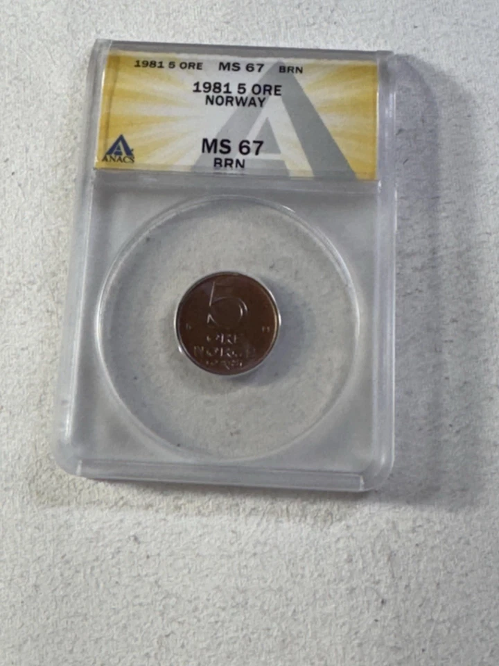 Noruega 1981 5 minerales graduado como nuevo 67 BN por ANACS Foto 4 de 4