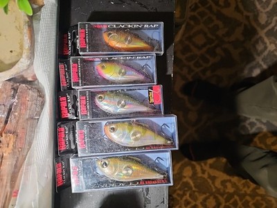 Lot Of Five Rapala Clackin Raps  - New In Box - Rare. Great Variety.