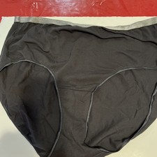 Hanes Just My Size Women's High Cut Panties Briefs Black/Silver Sz 12 Cott/Span