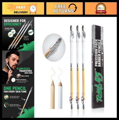 3PCS Precision Barber Pencil Set - Hairline Beard Trace Guide & Razor Sharpener