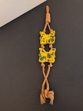 Vtg Rope / Ceramic Butterfly Wall Hanging Boho Retro 1970's 16" Long