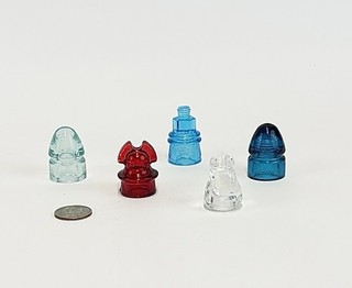 Set of (5) Miniature Glass Insulators