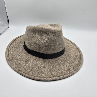 Hat Attack Women Fedora Hat 100% Wool Felt USA Made Tan Color Preowned.