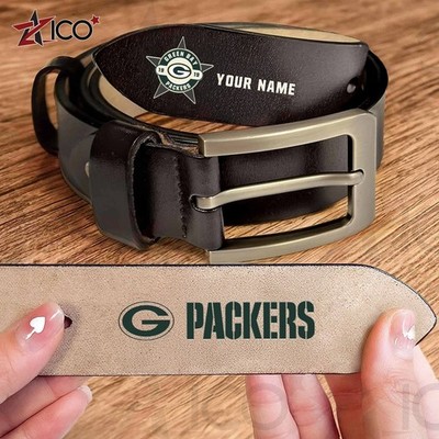 Personalized Green Bay Football Team Packerss Men PU Leather Belt Gift Him Dad