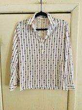 VTG 70s Cotton Fitted Retro Mod Button Front Shirt S