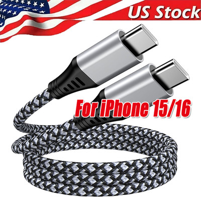60W USB-C to USB-C Cable Fast Charger lot PD Nylon Cord iPhone 16 15 Pro Samsung