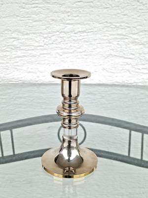 Vintage Candlesticks 1 Arm Brass Silver Plated Candelabra Height Approx 12.5cm