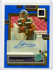 2022 Panini Donruss Clearly Kenneth Walker Rated Rookie Auto Blue # 68 24/99