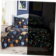 Kids Comforter Set - 5 Pieces Bedding Sets for Boys, Glow in The Twin Planet