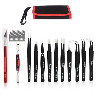 Precision Tweezers Set, Kaisi 12 PCS ESD Tweezer Set, Anti-Static Stainless S...