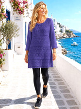 WHITE STUFF purple geometric textured lined embroidered dress tunic Size 10
