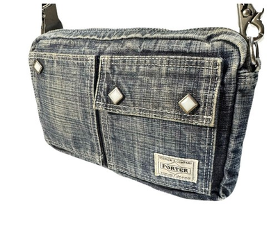 #ad PORTER OUNCE Denim Shoulder Bag Indigo Blue Vintage Wash Yoshida Japan $85.99