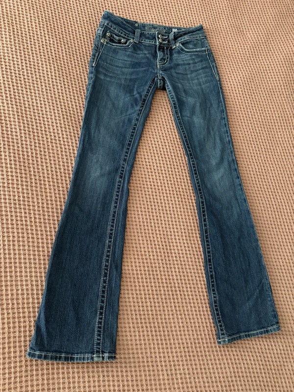 Miss Me 27 JP5011-3 Boot Embellished Rhinestone Flap Pocket Jeans 27X31” Y2K
