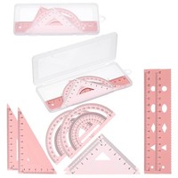 Geometrie-Set 2Er-Pack FüR 15 Cm Alu-Lineal Mit 4 Dreiecken, Winkelmesser, Rosa