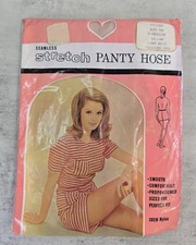 Vintage 60s Light Beige Seamless Stretch Demi Toe Pantyhose Nylon Medium Agilon