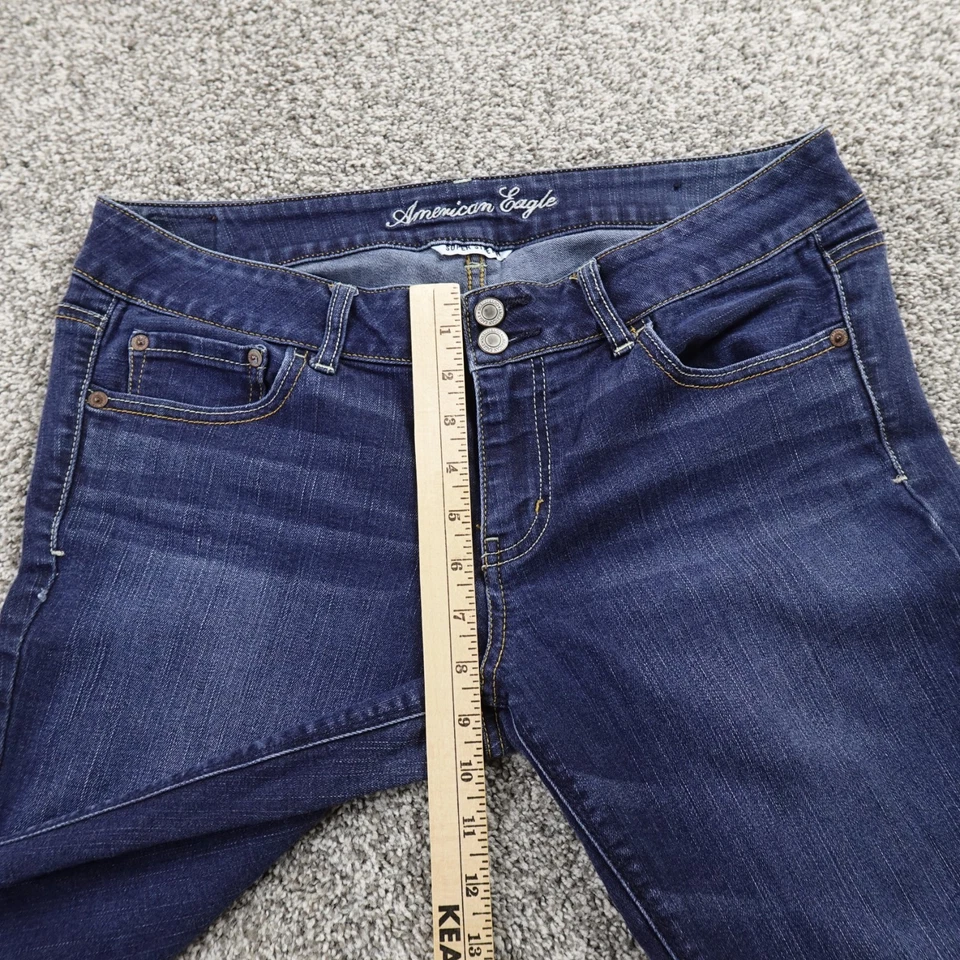 American Eagle Jeans Womens 14 Dark Blue Denim Low Rise Artist Flare Stretch - Image 4 of 4