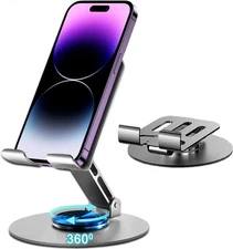Desktop Phone Holder Metal Cell Phone Stand for Desk Fully Adjustable Foldable