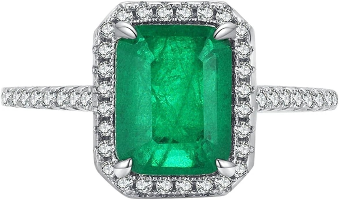 Bague en argent sterling 925 avec solitaire rectangulaire chic