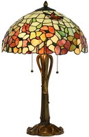 LumiLamp 5LL-5981 Tiffany Tischlampe Beige Rot 40X63 Cm