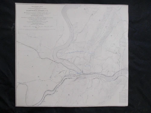 1958 Civil War Military Map Print - Harper's Ferry, VA. +  Surveyed in 1863