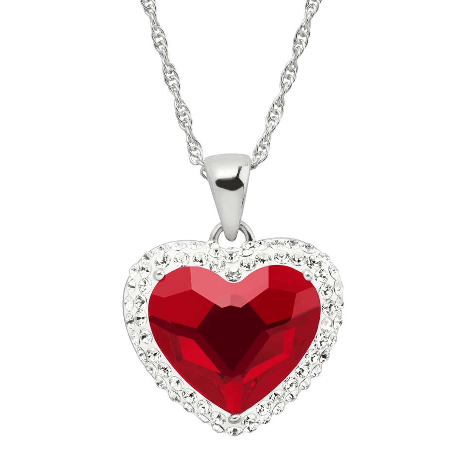 Кулон Crystaluxe Red Heart Halo с кристаллами из стерлингового серебра, 18 дюймов