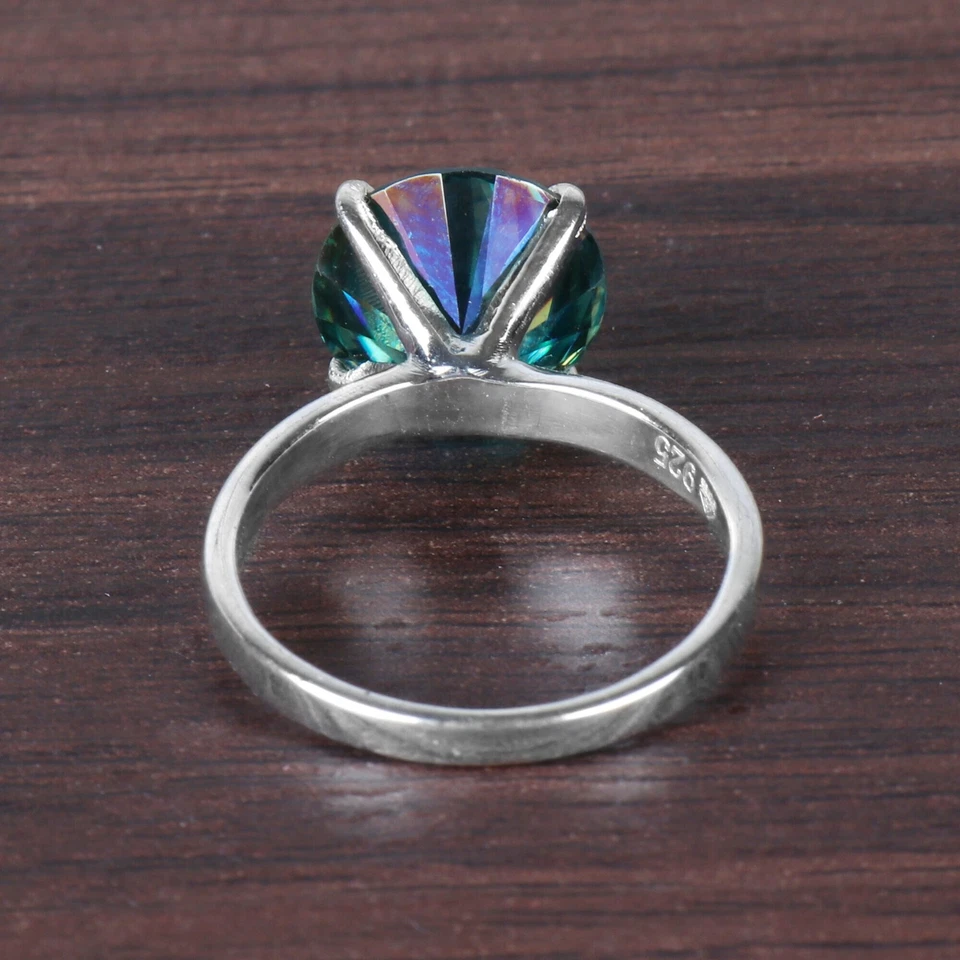 Certified 7.5 Ct Round Cut Blue Diamond Solitaire Ring | 925 Sterling Silver - Image 3 of 3