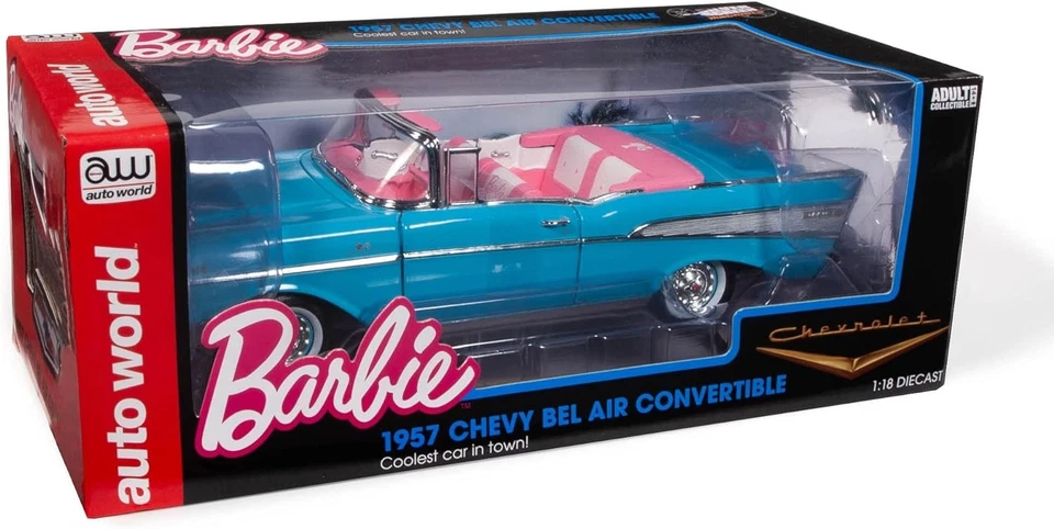 Barbie 1957 Chevy Bel Air Blue 1/18 Scale Die-Cast Car Silver Screen Machines - Image 2 of 4