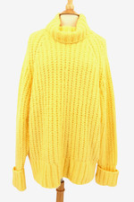 Anthropologie Pilcro Sweater Womens XL Yellow Turtleneck Chunky Knit Colorful