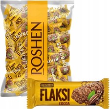 4823077647581 Roshen Cukierki o smaku Kakaowym z Płatkami Waflowymi FLAKSI 0,5 k