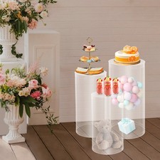 3Pcs Cylinder Acrylic Wedding Flower Stand Party Event Pedestal Display Stand