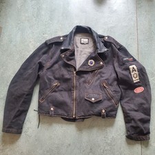 Veste En Denim Et Cuir Perfecto Style Motard Chevignon Vintage Année 80