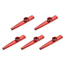 5Pcs Kazoo Musical Instrument Aluminum Alloy Red w Flute Diaphragm