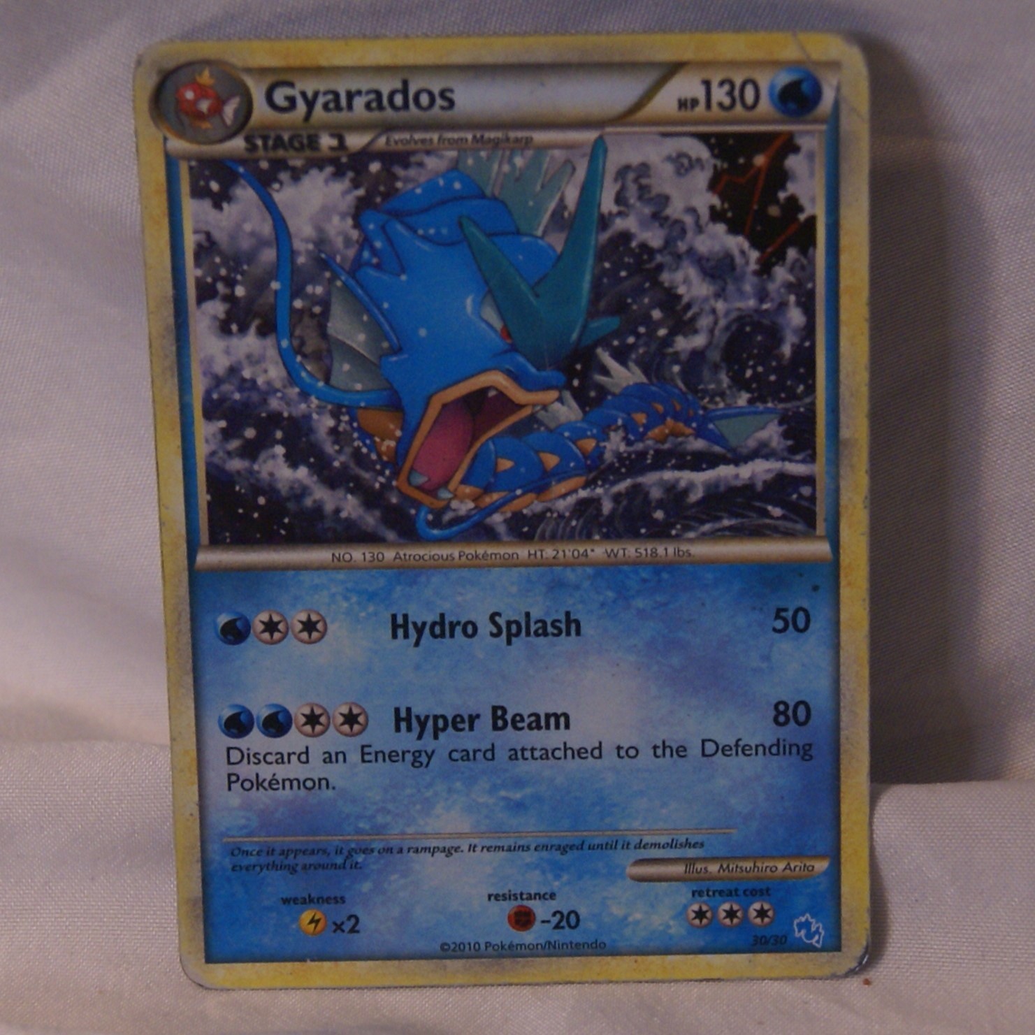 Gyarados 30/30 Holo Trainer Kit Pokemon Holo Card HGSS Era 2010 1540 MP - MP+