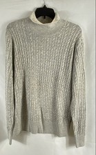 COS Grey Cable Knit 100% Wool Mock Neck Regular Fit Sweater Sz S NWT