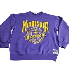 Vintage Minnesota Vikings Crewneck Sweatshirt Large Purple NFL 90s Sportswear