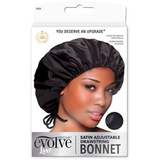 Luxe Satin Adjustable Bonnet Black