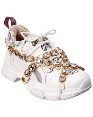 Gucci Flashtrek Leather & Mesh Sneaker Women's White 34