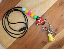 Teacher Lanyard for ID Badges A Silicone Beads Breakaway Keychain tassel Trend