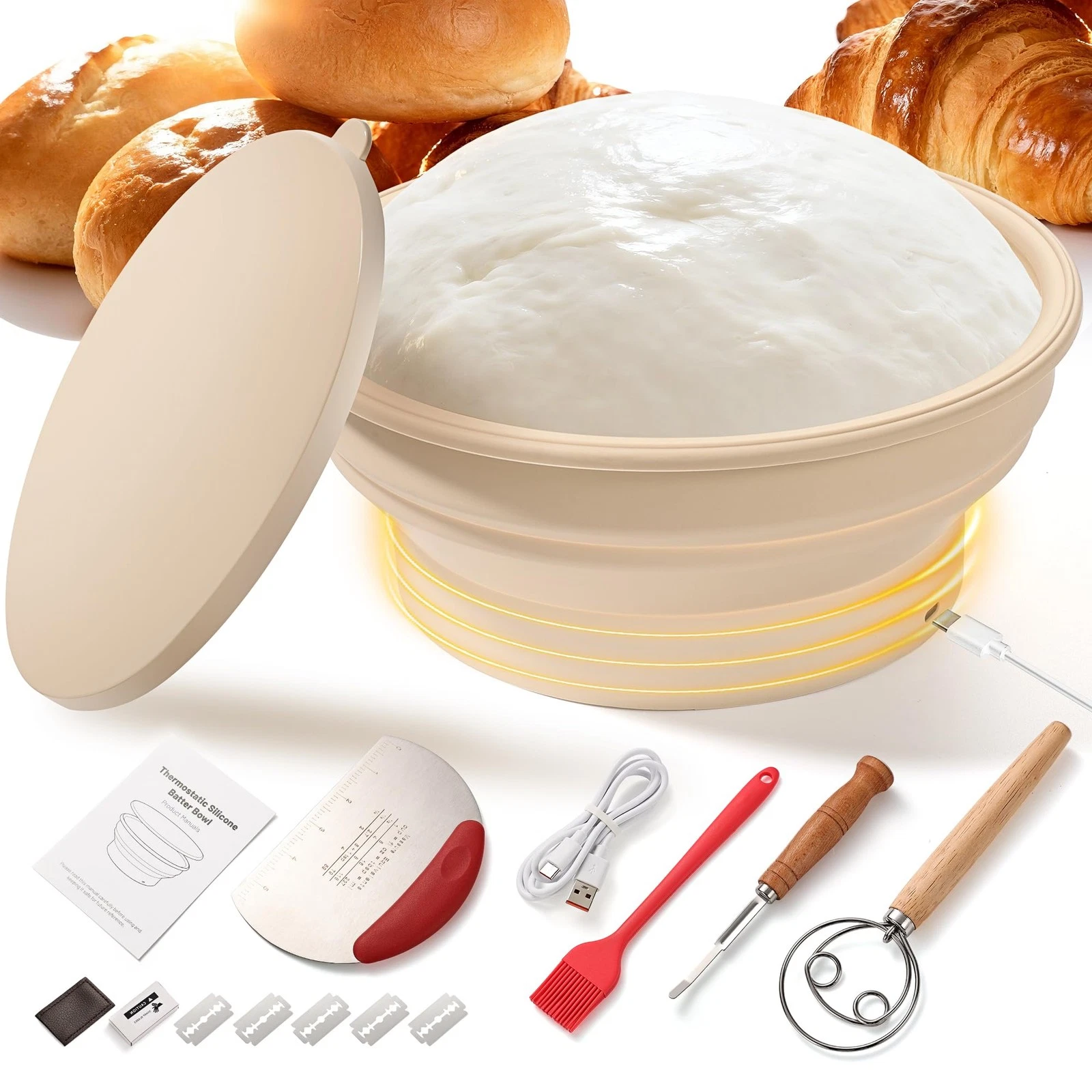 Heating Sourdough Bread Proofing Basket Set, Electric Thermostatic Silicone B...
Opens in a new wind