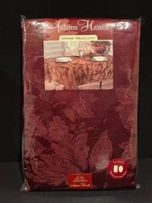 Autumn Harvest Damask Oblong Tablecloth-Burgundy-60" x 84"-NEW