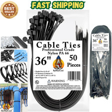 Cable Ties, 36 Inches, 175 lbs Strength, UV Resistant, 10 Inch Diameter, Black P