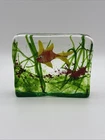 Unsigned Vintage Murano Glass Aquarium Block Barbini Italy Art 5.25” x 4.25”