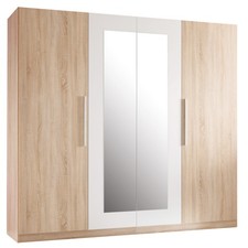 Drehtürenschrank - Sonoma Eiche - weiß - 4 Türen Kleiderschrank Schrank