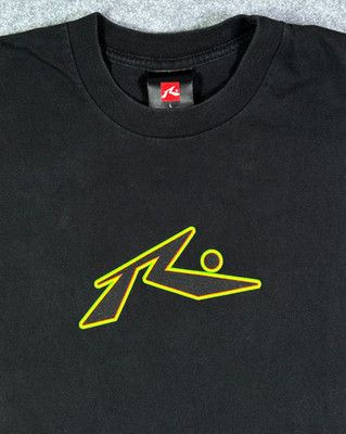 Vintage 90s Y2K RUSTY Rasta Logo Graphic T-Shirt Double Sided Size Large
