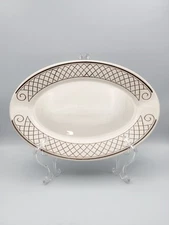 Homer Laughlin Resturant Ware Oval Platter Brown Weave Best China 11 5/8x8 3/16"