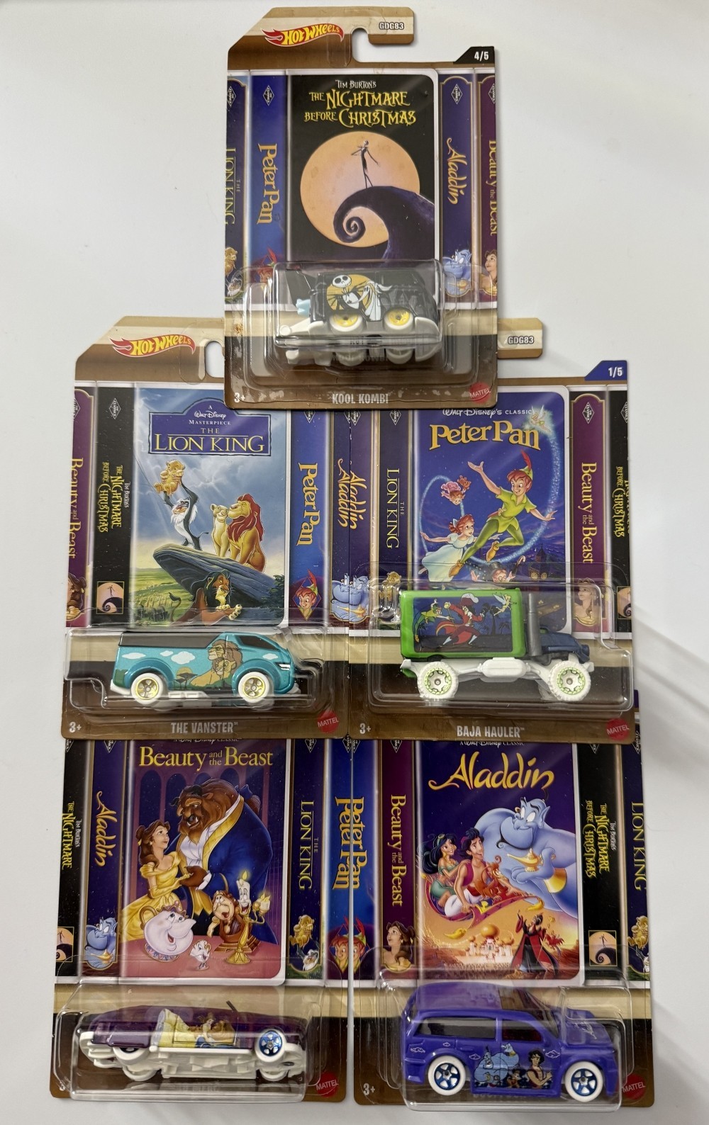 2021 Mattel Hot Wheels Walt Disney Classic Set of 5 Character Cars kool kombi