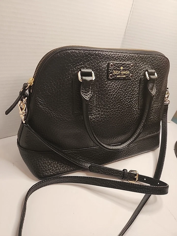 Bolso Bandolera Kate Spade Cuero Guijarro Negro Cúpula Cartera Cremallera Superior Foto 4 de 4