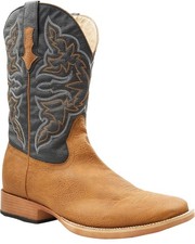 Roper Men's Men'S Faux Leather Western Boot Broad Square Toe -