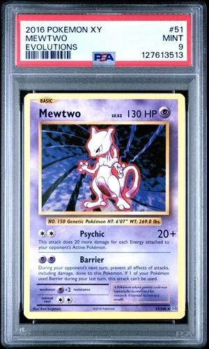 2016 POKEMON XY EVOLUTIONS #51 MEWTWO PSA 9